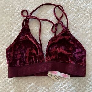 Victorias Pink Velvet Bralette Size M
